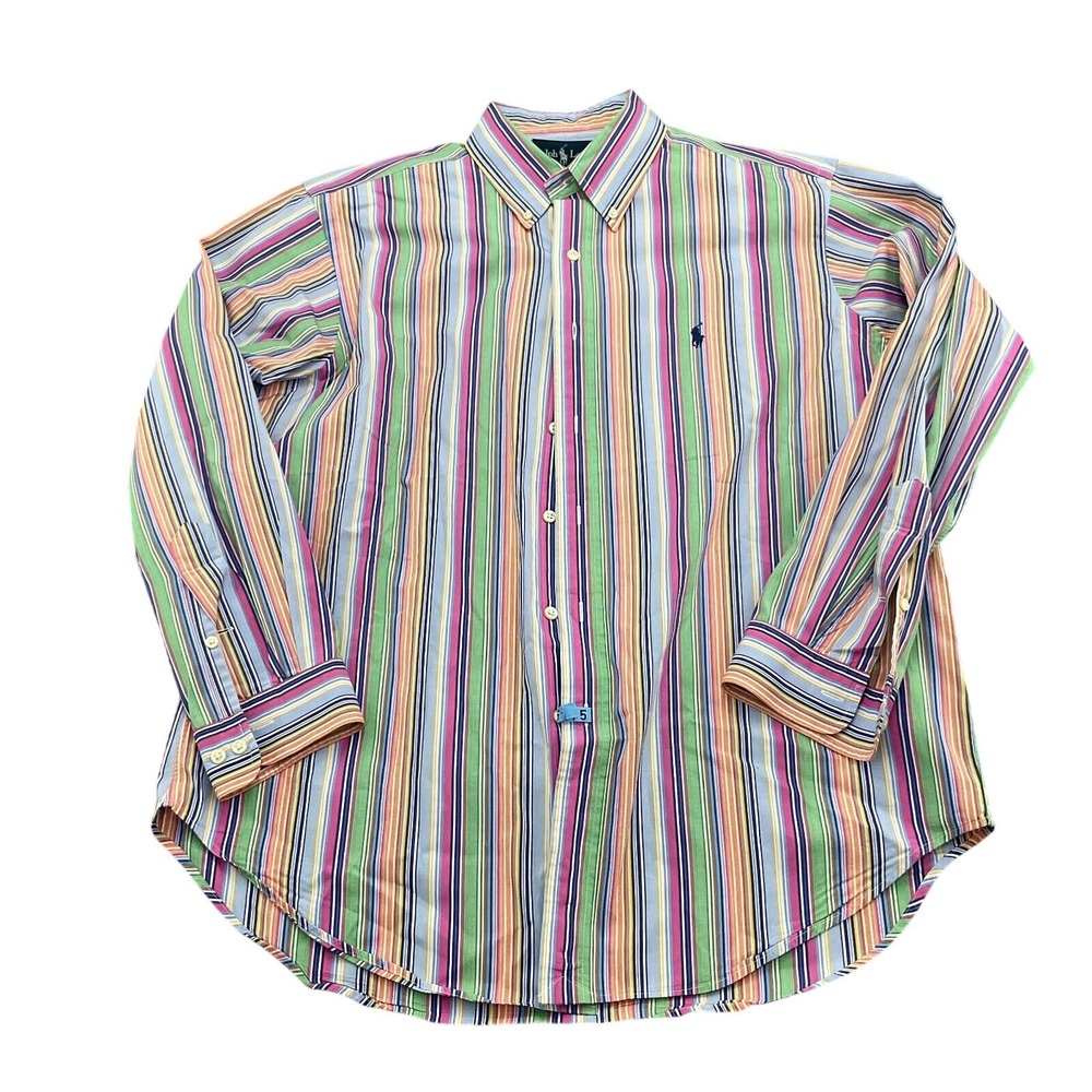 Ralph Lauren Shirt Men 16.5 32/33 Multicolorful Stripe Classic Fit Cotton Preppy